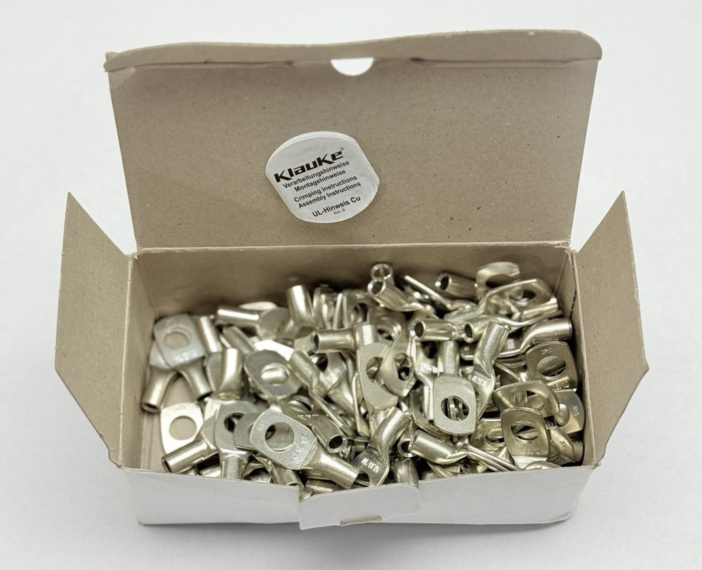 BOX OF 100, KLAUKE 3R10 TUBULAR CABLE-LUGS, TINNED, 16QMM M10