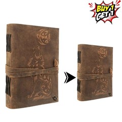 Wolf Embossed Leather Journal5x7–Handmade Blank Diary Notebook 200Page|B1G1 Free