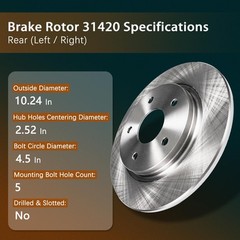 11.10 Front 10.24 Rear Brake Rotors 13-15 Honda Civic 14-15 Acura ILX 06-11 CSX