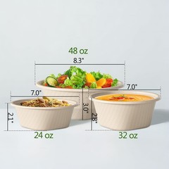 48-Ounce Disposable Bowl – Durable Compostable Bowl – Microwave Safe [50-Pack]