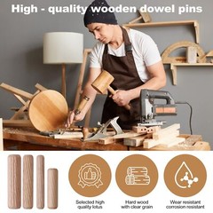 100Pcs Wooden Dowel Pins Kit 5/16″ x 3-5/32 Inch Small Fluted Wood Dowels Peg…
