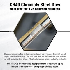 TEMCo Hydraulic Crimper TH0400 for Stainless Steel Cable Fittings 1/16″-1/4″