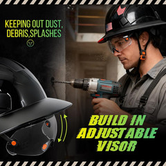 Full Brim Hard Hats Construction OSHA Approved with Clear Visor – Cascos De Cons