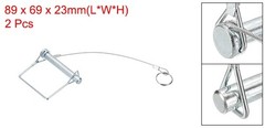 2Pcs, Wire Lock Pin with Safety Lanyard for Farm 1/2 Inch (12mm) Silver Tone
