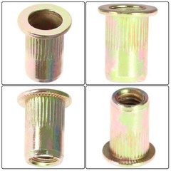 100 Pcs M6 Metric Carbon Steel Rivet Nut Flat Head Threaded Insert Nutsert US