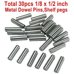 30PCS 1/8 X 1/2 Dowel Pins,1/8 Inch X 1/2 Inch Metal Dowel Pins,Shelf Pegs