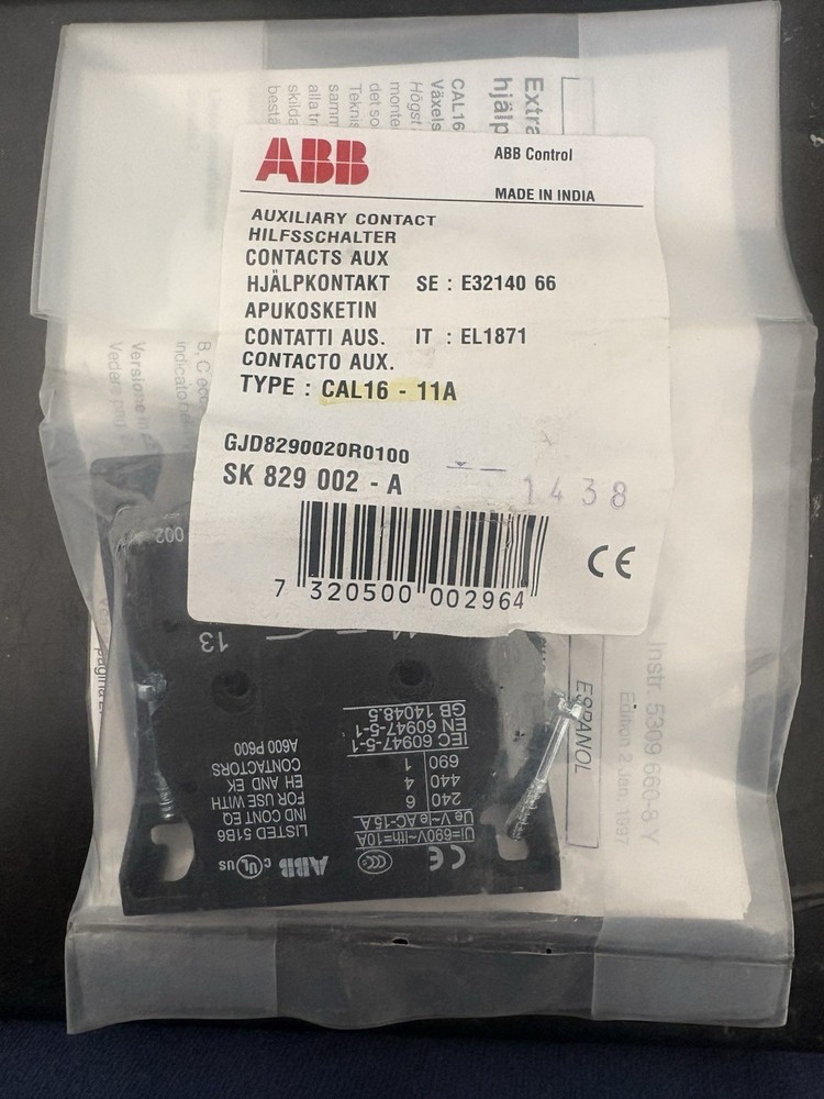 ABB CAL16-11A SK829002-A Auxiliary Contact Brand New& Sealed