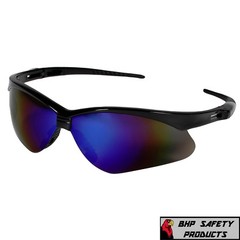 (12 PAIR) KLEENGUARD NEMESIS 14481 SAFETY GLASSES BLACK FRAME/BLUE MIRROR LENS