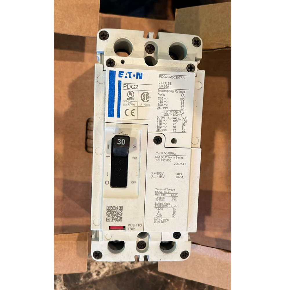Eaton PDG2 30A 2-Pole Type C 551-600V AC Main Breaker PDG22MV0030TFEL new in box