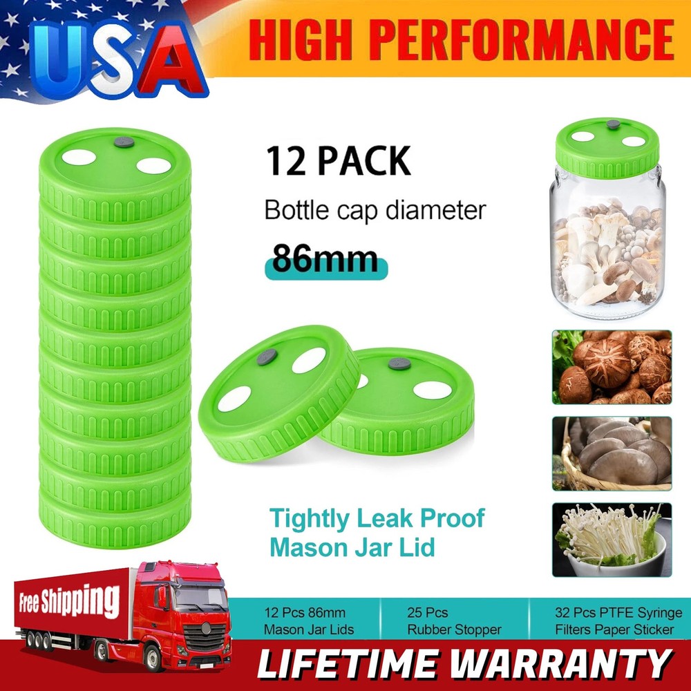 12Pcs 86mm Mushroom Jar Liquid Culture Lid Grain Spawn Cultivation Mason Jar Lid