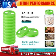 12Pcs 86mm Mushroom Jar Liquid Culture Lid Grain Spawn Cultivation Mason Jar Lid