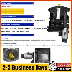 New Hydraulic Pump 17203815 for Volvo L60G L60H L70G L70H L90G L90H L110G L120G