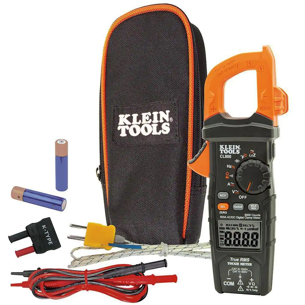 KLEIN Digital AC DC TRMS Auto-Range Clamp Meter Kit Freq Cap Temp Diode 1000 V
