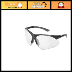 Clear Full Lens Magnifier +2.5, Black Frame with Grey Tips, One Size Safety Glas