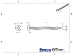 #12 x 2-1/2″ Sheet Metal Screws Self Tapping Pan Head Stainless Steel Qty 250