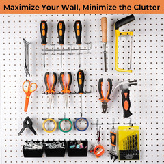 120PCS Pegboard Accessories Kit with Hooks and Bins, Fits 1/8″ & 1/4″ Pegboard,