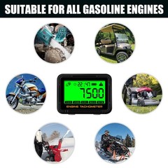 Digital Inductive Tachometer RPM Hour Meter 18000 RPM Max Recall IP68 Waterproof