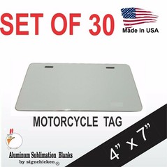 30 Pieces 4″x 7″ , ALUMINUM, MOTORCYCLE, LICENSE PLATE, SUBLIMATION BLANKS