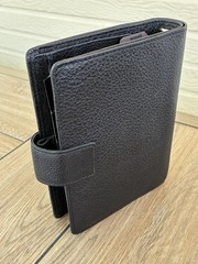 VAN DER SPEK Black Planner Cover for FiloFax Personal Size w/Leather Flyleaf