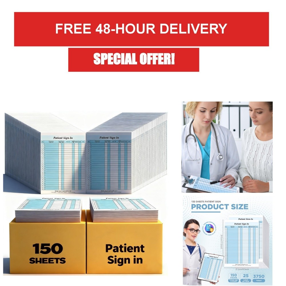 150 Pack Patient Sign-In Sheets HIPAA Compliant 8.5 x 11 Inches