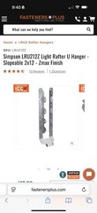 Simpson LRU212Z Light Rafter U Hanger Slopeable 2×12 ZMAX Finish