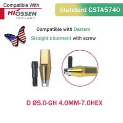 Dental Straight Transfer Abutment Regular Ø5.0 mm Hex GH 1–6 mm Hiossen/Osstem
