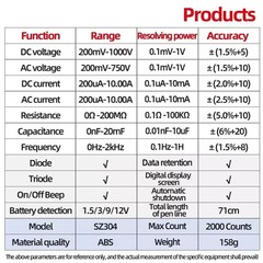 Digital Multimeter LCD Voltmeter Ammeter Ohmmeter Volt AC DC Tester Leads Meters