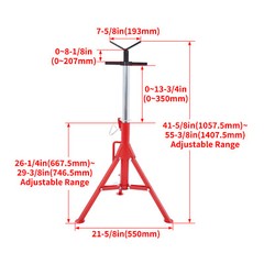 2500Lb Steel V-Head Pipe Stand Folding Tripod Pipe Jack Stand Height Pipe