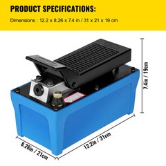 10000PSI Air Hydraulic Foot Operated Pump with 6.56FT Hose Single Acting