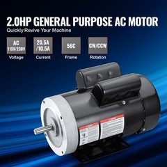 2HP Electric Motor 1725RPM AC 115V/230V 56C Frame 1-Phase 5/8″ Keyed Shaft