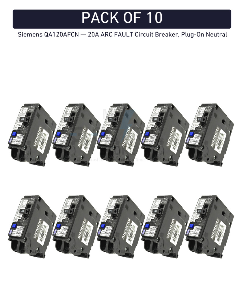 SIEMENS QA120AFCN 20A AFCI CIRCUIT BREAKER PLUG-ON NEUTRAL NEW PACK OF 10 QAF2N