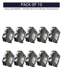 SIEMENS QA120AFCN 20A AFCI CIRCUIT BREAKER PLUG-ON NEUTRAL NEW PACK OF 10 QAF2N