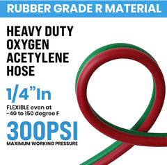 1/4 Inch Twin Welding Rubber Hose, Oxygen Acetylene Hose 300 PSI, Torch Hose 50