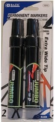 BAZIC PRODUCTS Black Jumbo Permanent Markers, Chisel Tip, 2 Count, for Labels Si