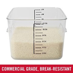 Commercial Products Space Saving Square Food Storage Container 12 Quart Clear…