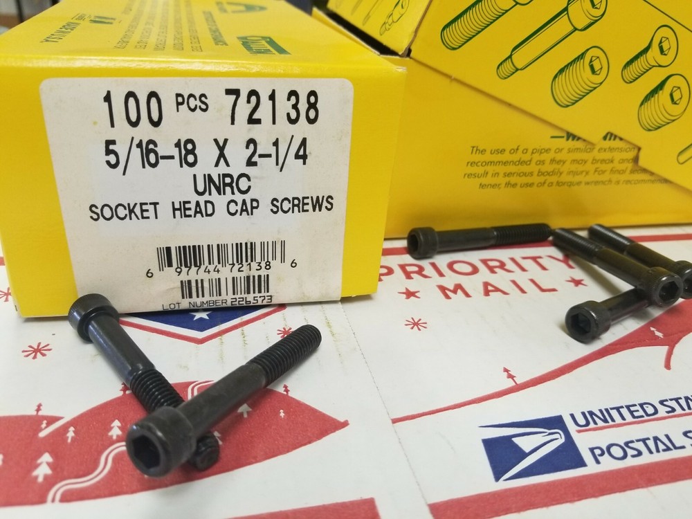 Holo Krome #72138 Socket Head Cap Screws 5/16-18 x 2-1/4” 100 pcs BNIB