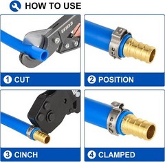 EFIELD Pex Ratchet Cinch Clamp Crimp Tool 3/8″-1″for Stainless Steel Rings+Pouch