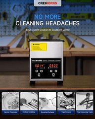 CREWORKS 2L Ultrasonic Cleaner Machine for Lab Tool Watch Retainer Jewelry
