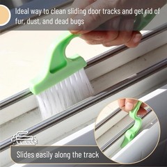 Window Track Cleaning Brush with Ergonomic Hande and Built-in Scraper, 2 Pack