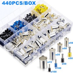 Wire Ferrules Kits Crimp Terminal Connector AWG (2/0 1/0 2 4 10 12 14 16) 440pcs