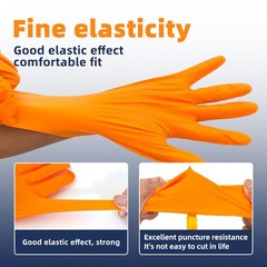 8 Mil Diamond Grip Nitrile Gloves Orange 100pc Raised Diamond Texture Industrial