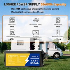 300Ah 12V LiFePO4 Lithium Battery 3840Wh Built-in BMS Deep Cycle Marine RV Solar
