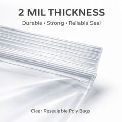 Clear Zip Seal Plastic Bags 2 Mil Heavy Duty Poly Reclosable Zipper Top Lock 2ML