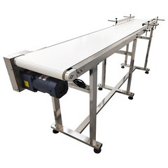 110V 82.7″*7.8″ Food Grade White PU Belt Conveyor Stainless Steel Body 120W