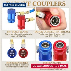 AC R1234YF Quick Couplers Adapters Set, R1234YF Self Sealing/Puncture Can Tap Va