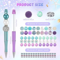 15 Pcs Plastic Beadable Pens Assorted Bead Pens Multicolor Bubblegum Crystal …