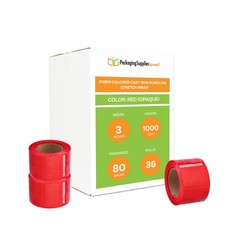 36 Rls Cast Narrow Banding Stretch Wrap 3″ x 1000′ 80 Ga Red Packing Shrink Flim