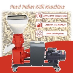 220V 150-200KG/h 3mm Feed Pellet Mill Machine Feed Pelletizer with 4 Rollers