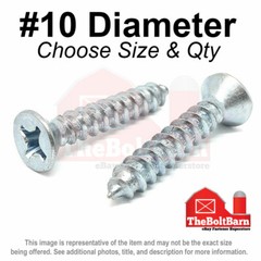 #10 Phillips Flat Head Self Tapping Sheet Metal Screws Zinc (Pick Length & Qty)