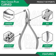 How Crown Pliers 5.5″ Curved Serrated Tips Oral Dental Orthodontic German Grade